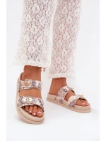Vzorované Dámské Pantofle Na Platformě Béžové Sorina