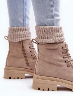 Béžové Apolosi dámské boty Trapper se zipem