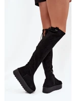 Dámské kozačky nad kolena na platformě Big Star – černé Dámské kozačky nad kolena na platformě Big Star – černé