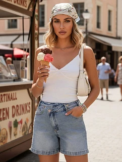 Dámské džínové šortky s vysokým pasem modré FashionStreet SY0519