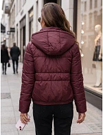 Dámská prošívaná bunda s kapucí, vínová, FashionStreet TY5859 Dámská prošívaná bunda s kapucí, vínová, FashionStreet TY5859