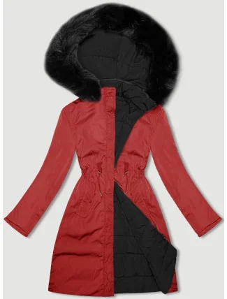 Červeno-černá oboustranná dámská bunda pro přechodné období J Style (16M9159-275) Červeno-černá oboustranná dámská bunda pro přechodné období J Style (16M9159-275)