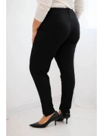 Dámské bavlněné kalhoty Plus Size s elastickým pasem černé