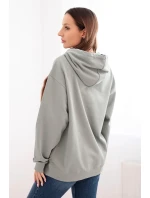 Dámská mikina s kapucí a klokankou z bavlny tmavě mátová Dámská mikina s kapucí a klokankou z bavlny tmavě mátová