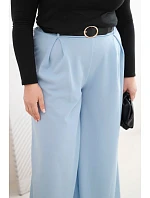 Dámské kalhoty Plus Size se širokou nohavicí a páskem modré