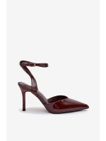 Lakované lodičky s odhalenou patou čokoládové Laretta