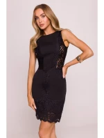 M864 Mini šaty s krajkovými panely - černé M864 Mini šaty s krajkovými panely - černé