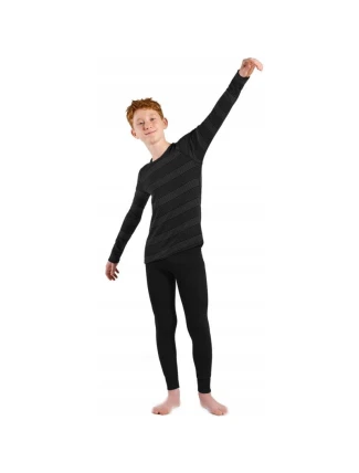 Odlo dětský set spodního prádla dlouhý ACTIVE WARM ECO SET velikost 92cm Black Grey
