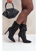Boty Na Podpatku S Otočeným Svrškem Černé Luxira