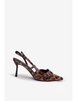 Lodičky s odhaleným patou a pásky leopardí hnědé Ravira