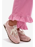 Kožené semišové dámské tenisky MK61-0705 Růžové