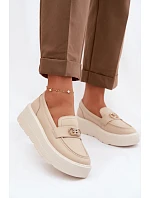 Kožené dámské mokasiny na platformě Vinceza Béžové