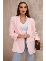 Elegantní bunda s klopami světle pudrově růžová