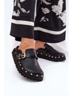 Dámské kožené pantofle na platformě Big Star – černé Dámské kožené pantofle na platformě Big Star – černé