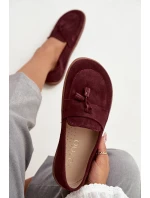 Kožené semišové mokasíny typu barefoot Zazoo – bordó