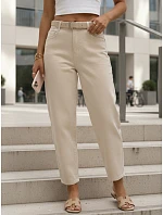 Dámské džíny Mom Fit s vysokým pasem v barvě ecru, FashionStreet UY3089
