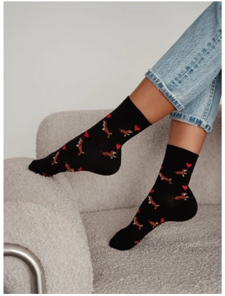 Milena ponožky 0200-201 Valentýnské jezevčíky 37-41