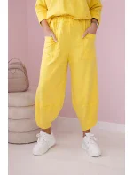 Bavlněná mikina kalhoty set žlutý