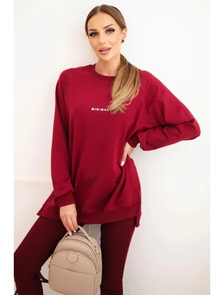 Dámská souprava bavlněná mikina a legíny s nápisem Minimal bordový Dámská souprava bavlněná mikina a legíny s nápisem Minimal bordový