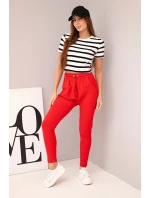 Dámské tepláky s elastickým pasem a šňůrkou červené