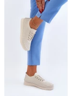 Kožené Sportovní Dámské Tenisky Beige Lalnai