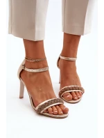 Zazoo 3328/2 Dámské Kožené Sandály Na Podpatku Zlaté Zazoo 3328/2 Dámské Kožené Sandály Na Podpatku Zlaté