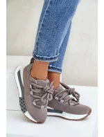 Semišové dámské sneakersy na platformě s tlustým šněrováním Artiker 54C1463 šedé