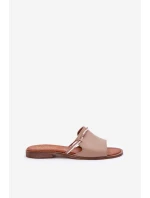 Kožené Pantofle Tmavě Béžové Lewski Shoes 3047