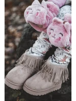 Zateplené dětské sněhule s ozdobnými třásněmi Béžová Nimia