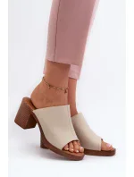 Elegantní lehké dámské pantofle na vysokém podpatku, Béžová Varnila Elegantní lehké dámské pantofle na vysokém podpatku, Béžová Varnila