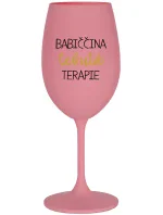 BABIČČINA TEKUTÁ TERAPIE - růžová sklenice na víno 350 ml