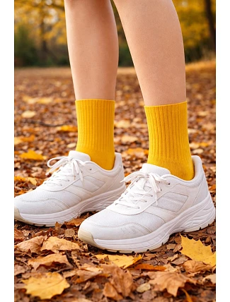 Netlačící dámské žebrované ponožky W.997