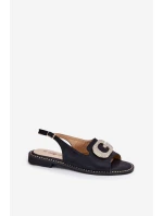 Dámské Sandály S Dekorativním Detailem Černé S.Barski KV51-081