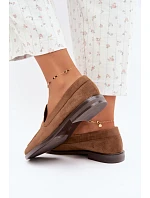 Dámské mokasíny Loafersy z eko semiše hnědé Laisie Dámské mokasíny Loafersy z eko semiše hnědé Laisie