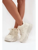 Dámské tenisky z přírodní kůže GOE – ztlumená bílá