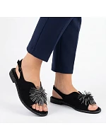 Dámské vestavěné sandály s flitry černé Potocki 43349