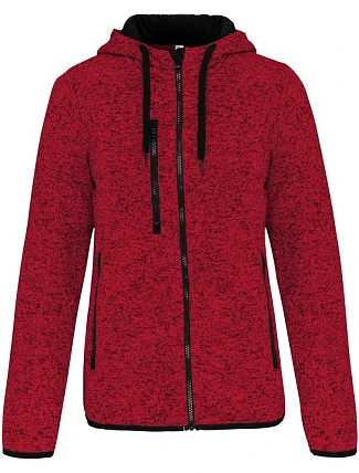 Kariban ProAct PA 366 Dámská pletená fleecová bunda s kapucí 20.P366 red melange Kariban ProAct PA 366 Dámská pletená fleecová bunda s kapucí 20.P366 red melange