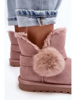 Růžové dámské semišové sněhule s výstřihy Eraclio