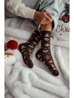 Dámské Vánoční Bavlněné Ponožky Čokoládové