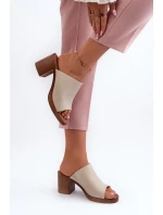 Elegantní lehké dámské pantofle na vysokém podpatku, Béžová Varnila Elegantní lehké dámské pantofle na vysokém podpatku, Béžová Varnila