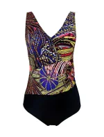 Jednodílné plavky PERU černé s potiskem - Mediolano Jednodílné plavky PERU černé s potiskem - Mediolano