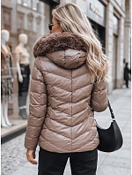 Dámská prošívaná zimní bunda s kapucí MIRIAL tmavě béžová FashionStreet TY3771