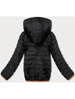 Černo-grafitová dámská sportovní bunda s neonovými vsadkami (8M911-392)