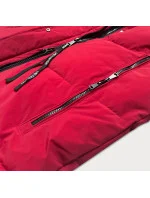 Dlouhá dámská zimní bunda ve vínové bordó barvě s kožešinovou podšívkou LHD (LHD-24571)