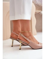 Lakované Lodičky S Otevřenou Patou Béžové Filona