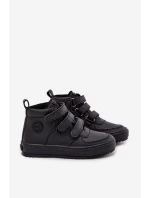 Zateplené boty sneakers pro děti na suchý zip Big Star SS374070 Černé