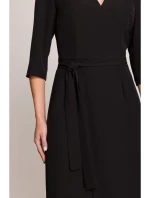 S396 Šaty se zavinovacími detaily ve střední délce - černé S396 Šaty se zavinovacími detaily ve střední délce - černé