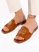 Originální dámské nazouváky hnědé bez podpatku Originální dámské nazouváky hnědé bez podpatku