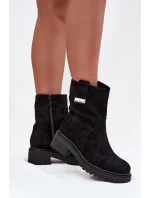Zateplené dámské kotníkové boty na nízkém podpatku černé Mirellea