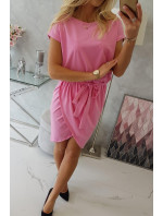 Zavazované šaty s psaníčkovým spodkem růžové